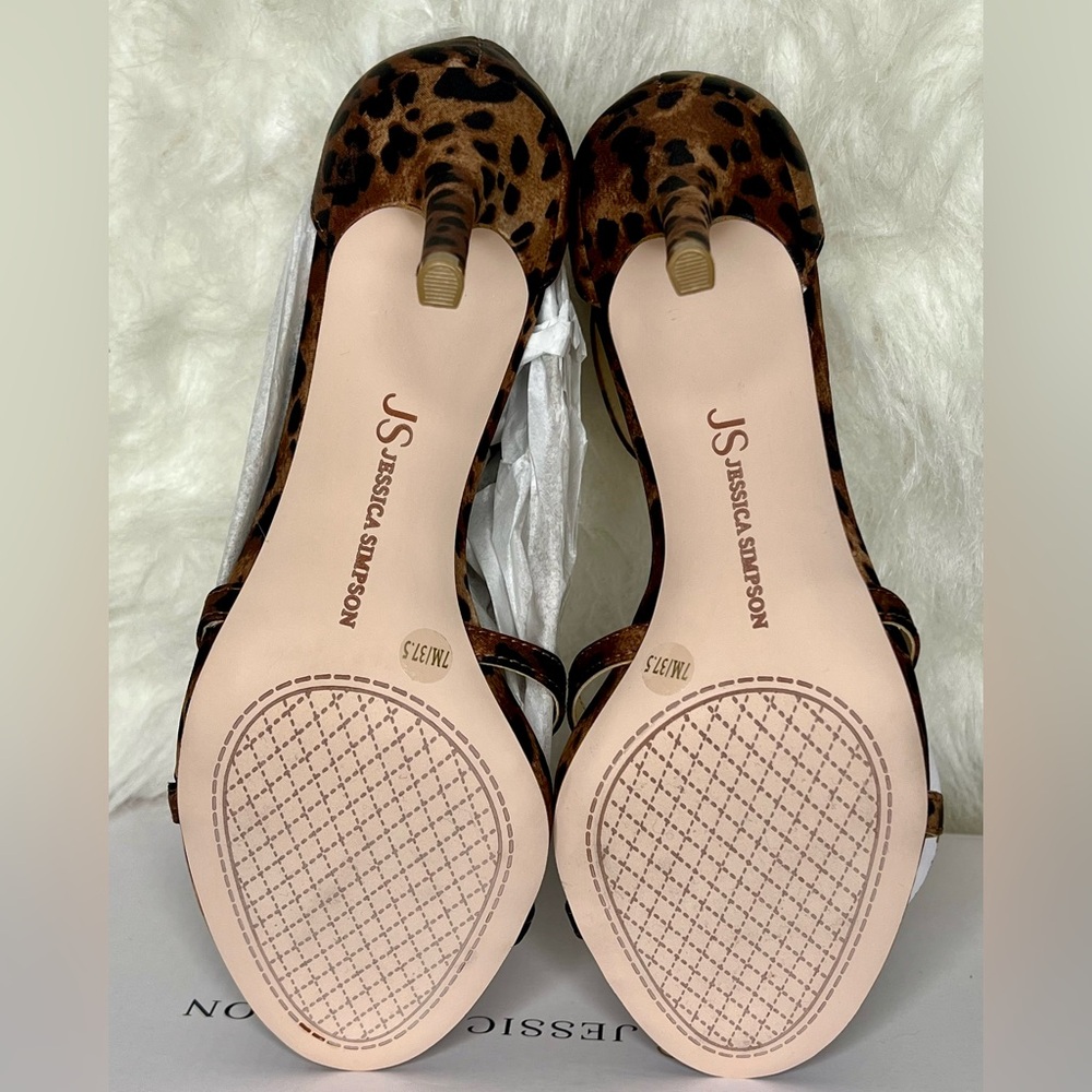 Jessica Simpson Leopard Print Taiga Strappy Heels With Floral Design - Picture 6 of 9